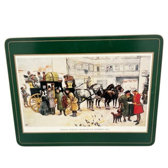 Vintage Cork Back Placemat Scene from Charles Dickens' Nicholas Nickleby - Picture 1 of 3